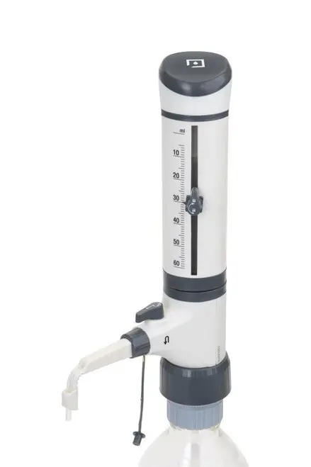 Bottle Top Dispenser For Hydrofluoric Acid with Dual Inlet Technology and Recirculating Valve, Volume Range 0.5 - 5mL